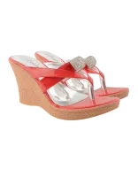 New Ladies High Wedge Heel Toe Thong Diamante Flip Flop Sandals